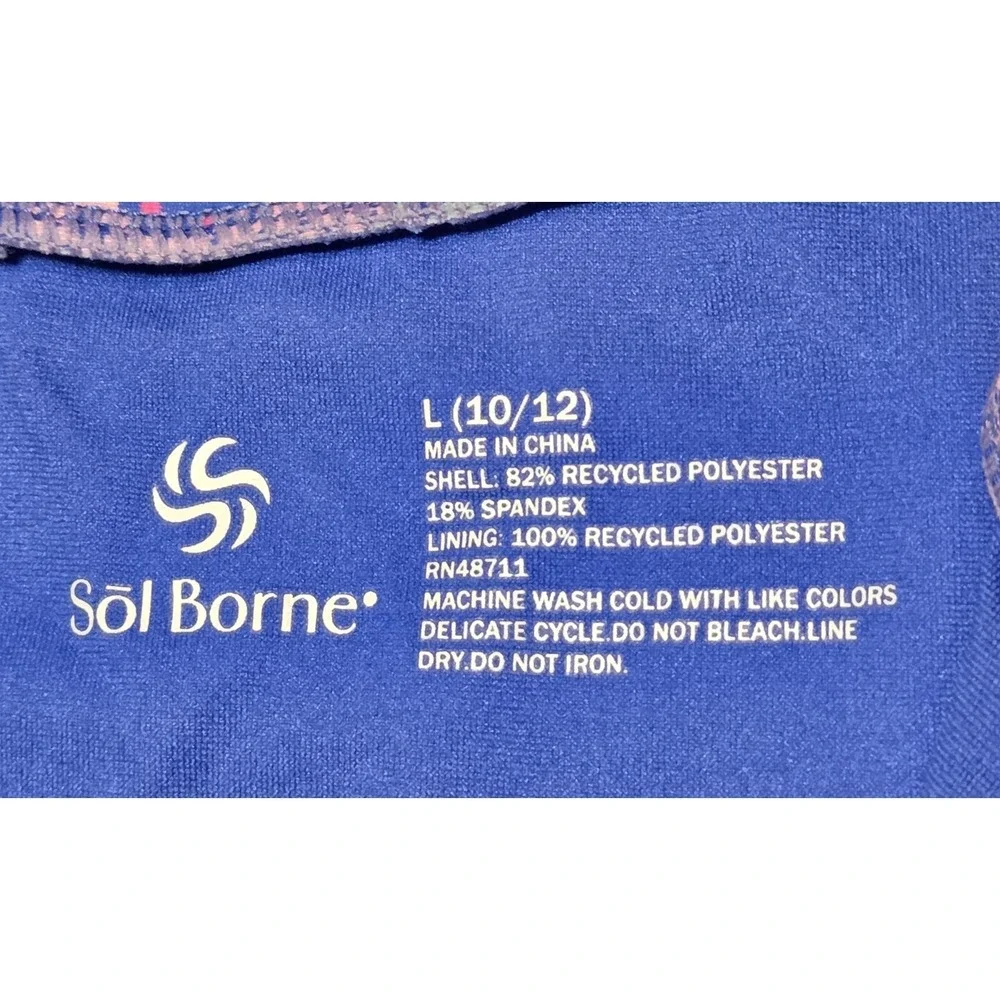 Sol Borne Girls 10/12 Long Sleeve One-Piece Rash Guard Swimsuit Tropical Leopard